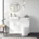 Harper Gloss White Combination Vanity Basin with Marble Top & Tucson Toilet 1000mm - Brushed Brass Accents
