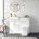 Harper Gloss White Combination Vanity Basin with Marble Top & Houston Toilet 1000mm - Brushed Brass Accents