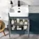Harper Navy Blue Combination Vanity Basin with Marble Top & Houston Toilet 1000mm - Black Accents