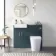 Harper Navy Blue Combination Vanity Basin & Tucson Toilet 1000mm - Brushed Brass Accents