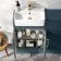 Harper Navy Blue Combination Vanity Basin & Houston Toilet 1000mm - Brushed Brass Accents