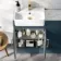 Harper Navy Blue Combination Vanity Basin with Marble Top & Tucson Toilet 1000mm - Brushed Brass Accents