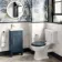 Bermuda Inky Blue Cloakroom Basin Vanity 400mm - Brass Knurled Handles