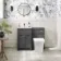 Milos Slate Grey Combination Vanity Basin and Houston Toilet 1000mm - Chrome Handles