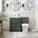 Milos Slate Grey Combination Vanity Basin and Houston Toilet 1100mm - Chrome Handles
