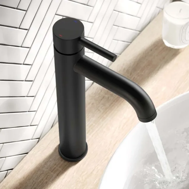Trent Matt Black High Rise Basin Mixer Tap