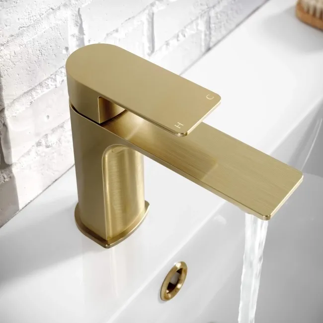 Lune Brushed Brass Basin Mixer Tap