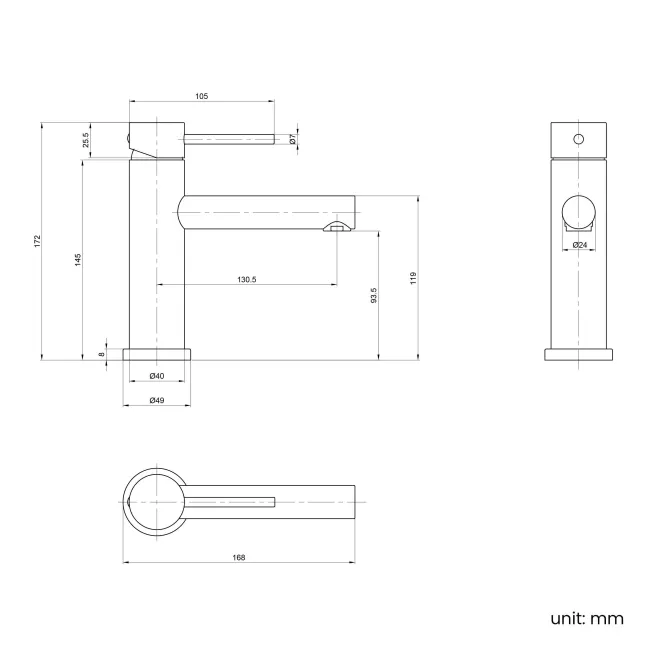 Don Gunmetal Grey Basin Mixer Tap