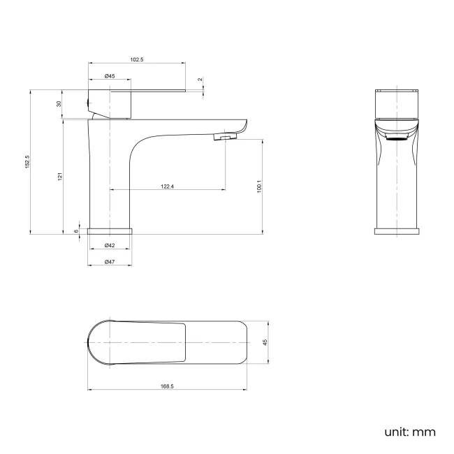 Glen Gunmetal Grey Basin Mixer Tap