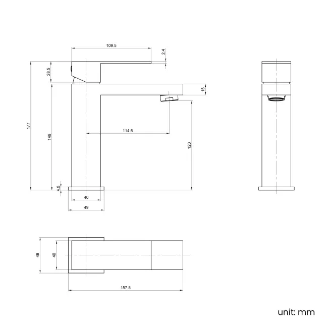 Dart Gunmetal Grey Basin Mixer Tap