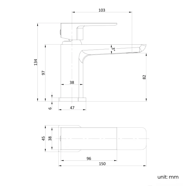 Ribble Matt Black Cloakroom Basin Mixer Tap