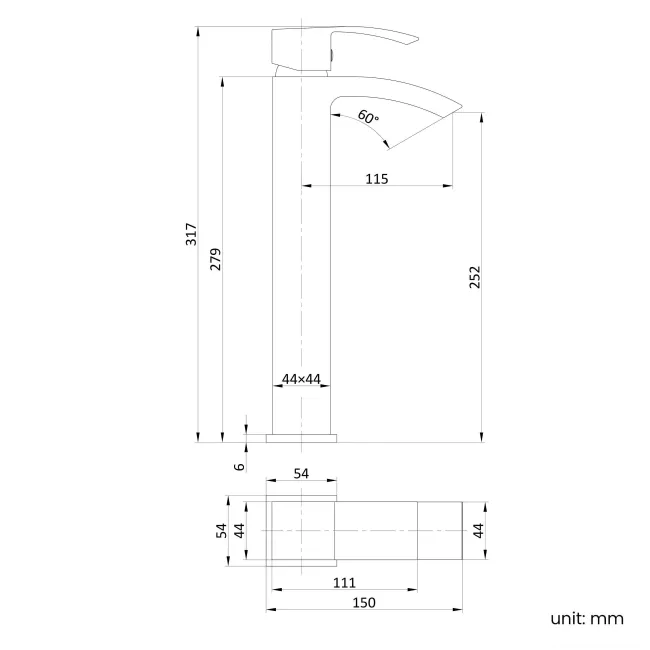 Brora Chrome High Rise Basin Mixer Tap