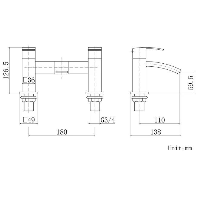 Welland Chrome Bath Filler