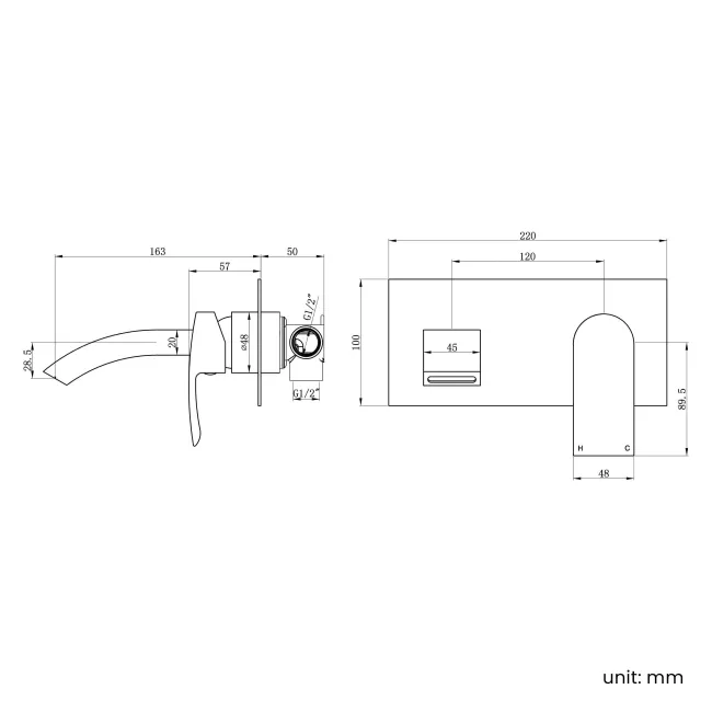 Severn Brushed Brass Wall Mounted Basin Mixer Tap