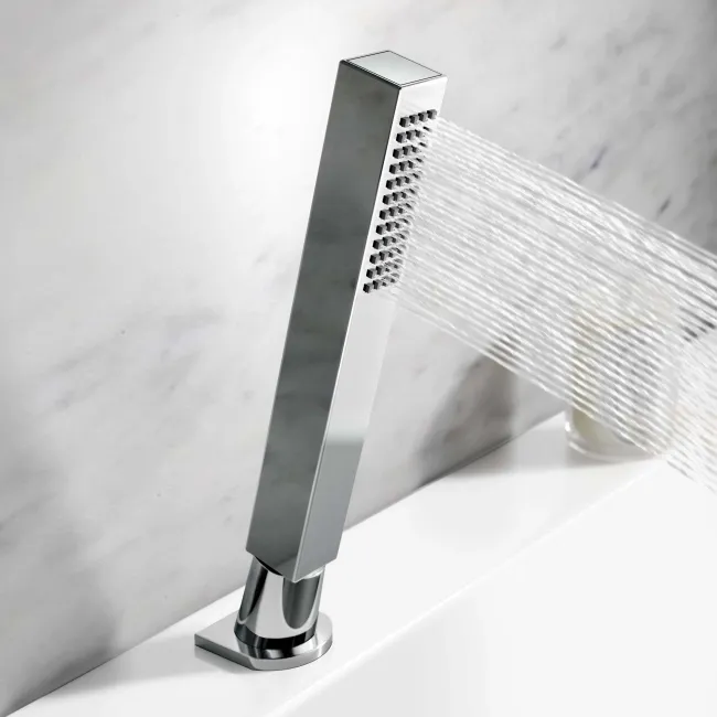 Ribble Chrome Deck Mounted 4TH Bath Shower Mixer Tap & Handheld Shower