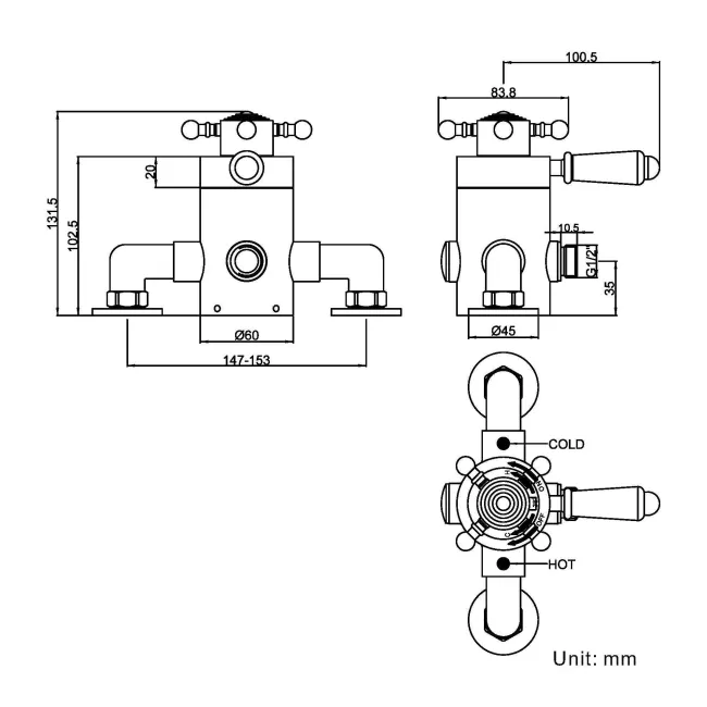 Shannon Traditional Chrome Thermostatic Shower Valve