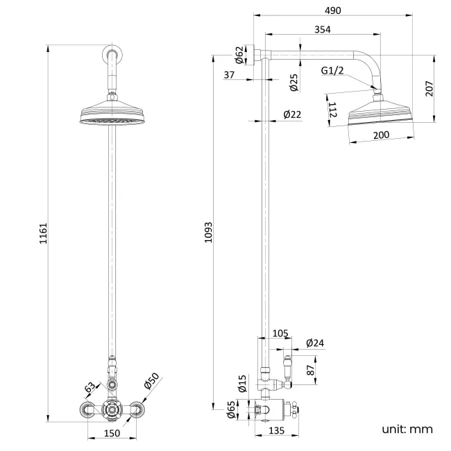 Nevis Traditional Thermostatic Shower Set