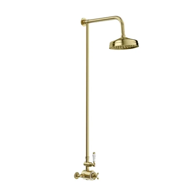 Nevis Brushed Brass Traditional Thermostatic Shower Set