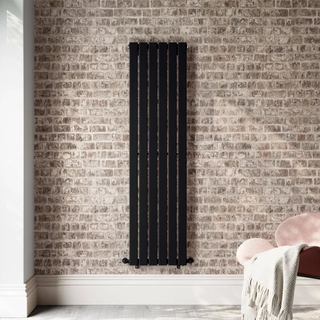 Faro Matt Black Double Flat Panel Vertical Radiator 1600x420mm