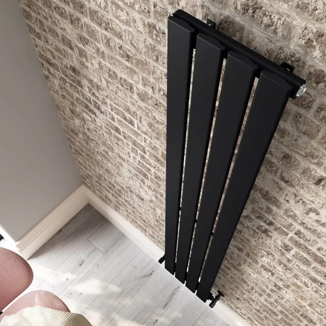 Faro Matt Black Single Flat Panel Vertical Radiator 1800x280mm