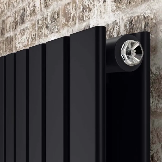 Faro Matt Black Double Flat Panel Vertical Radiator 1800x490mm