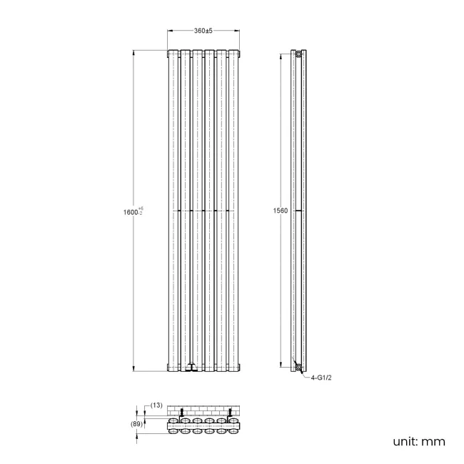 Marbella White Double Oval Panel Radiator 1600x360mm