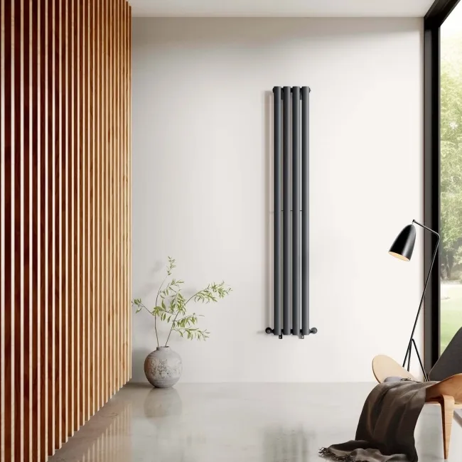 Marbella Anthracite Double Oval Panel Radiator 1600x240mm