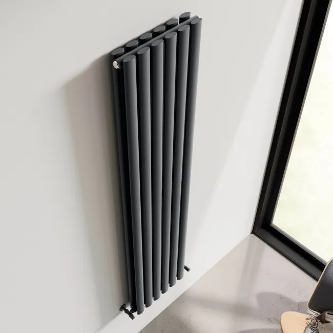 Marbella Anthracite Double Oval Panel Radiator 1600x360mm