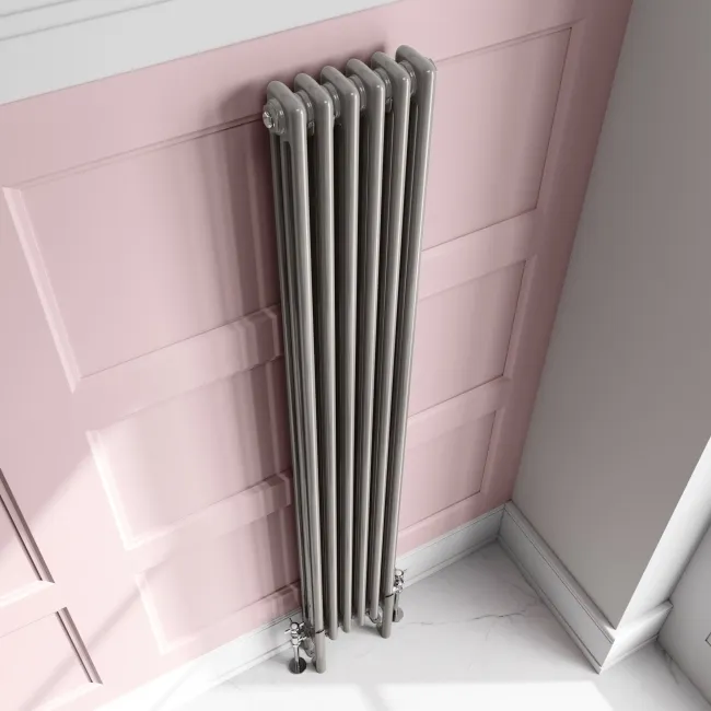 Athens Stone Grey Triple Column Vertical Traditional Radiator 1800x290mm