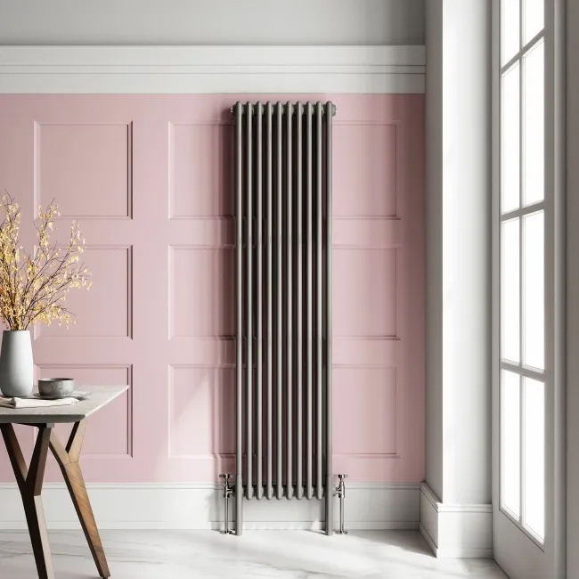 Athens Stone Grey Triple Column Vertical Traditional Radiator 1800x470mm