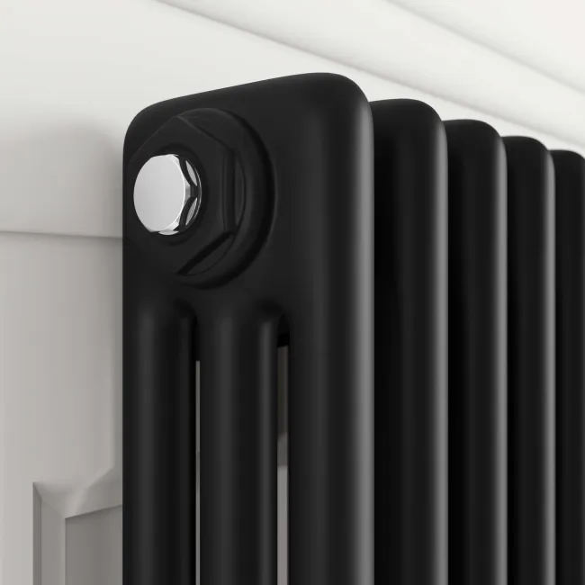 Athens Matt Black Triple Column Vertical Traditional Radiator 1800x470mm