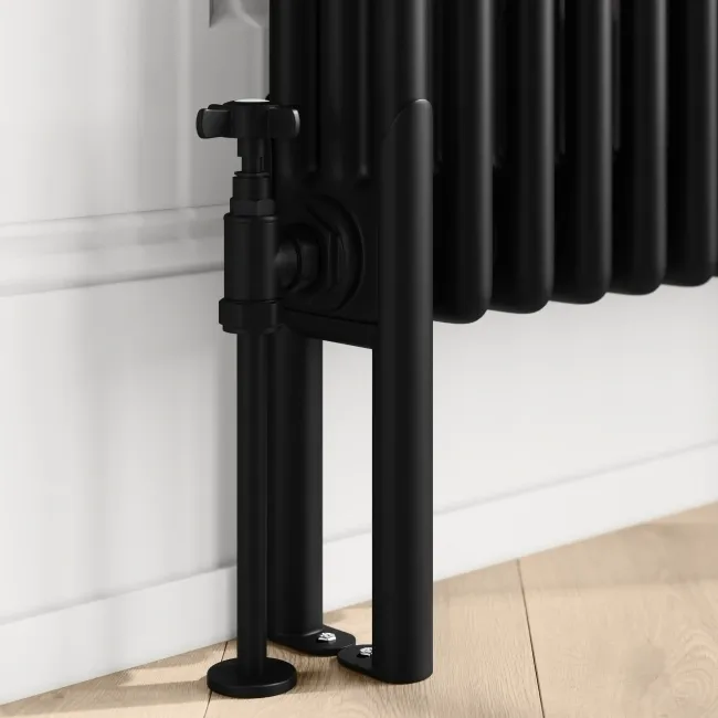 Athens Matt Black Triple Column Vertical Traditional Radiator 1800x560mm