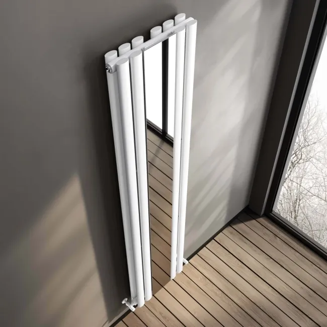 Marseille White Double Vertical Mirror Radiator 1800x380mm