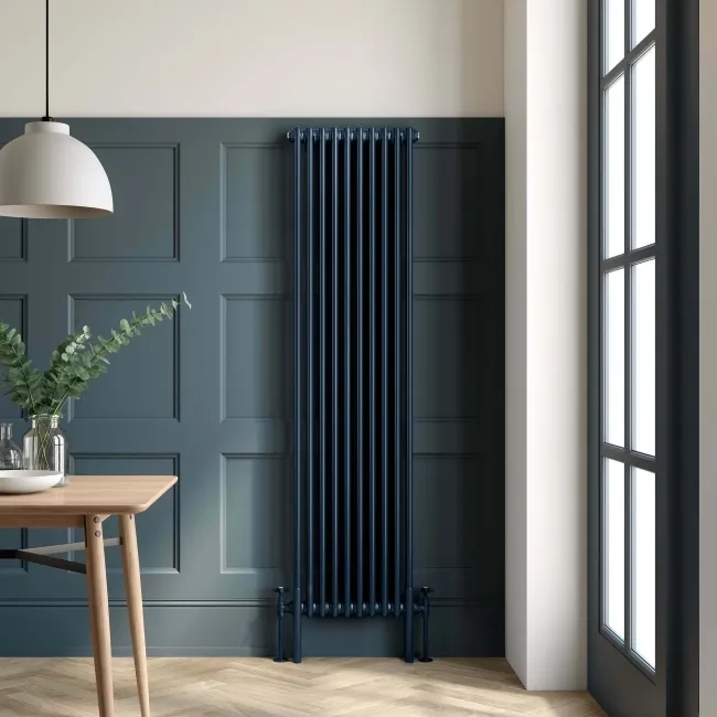 Athens Inky Blue Triple Column Vertical Traditional Radiator 1800x470mm