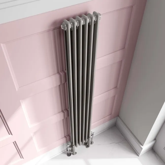 Athens Stone Grey Double Column Vertical Traditional Radiator 1800x290mm