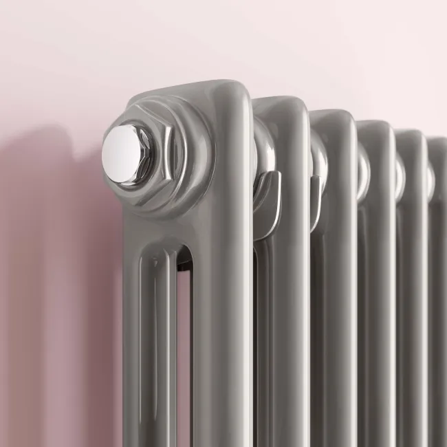 Athens Stone Grey Double Column Vertical Traditional Radiator 1800x290mm