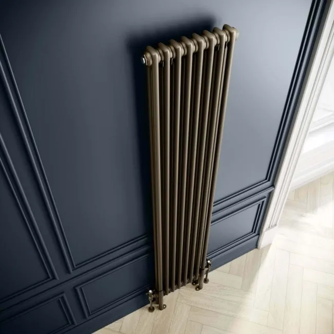 Athens Antique Gold Double Column Vertical Traditional Radiator 1800x380mm