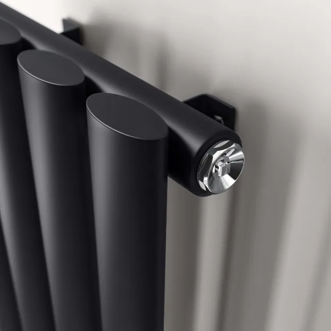 Marbella Matt Black Single Oval Panel Radiator 1600x360mm