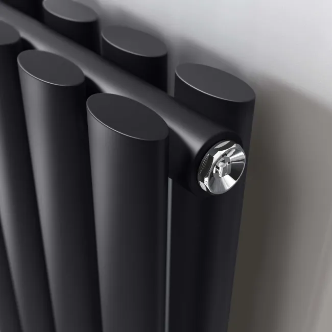 Marbella Matt Black Double Oval Panel Radiator 1600x240mm