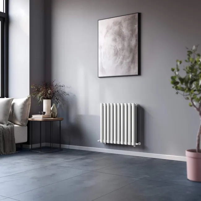 Marbella White Double Oval Panel Radiator 600x600mm