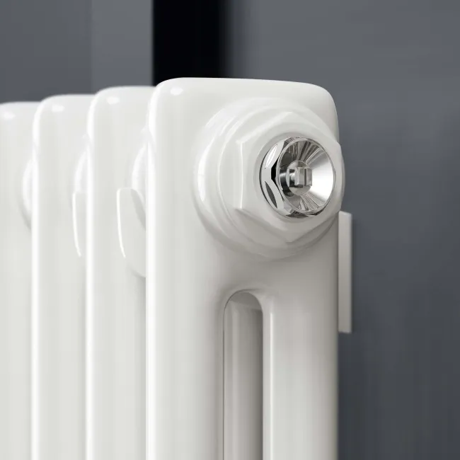 Athens White Double Column Horizontal Traditional Radiator 600x1010mm