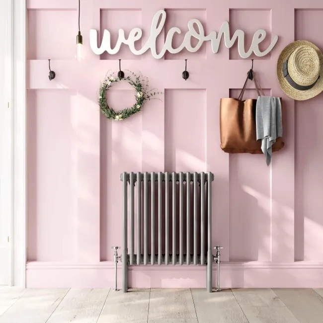 Athens Stone Grey Triple Column Horizontal Traditional Radiator 600x605mm