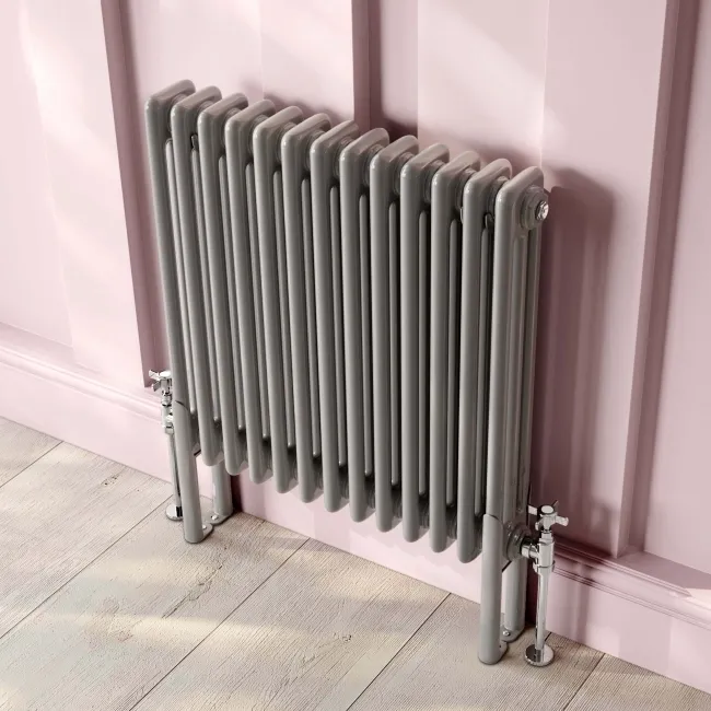 Athens Stone Grey Triple Column Horizontal Traditional Radiator 600x605mm