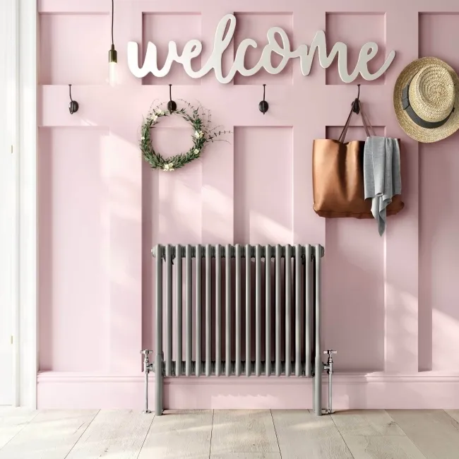 Athens Stone Grey Triple Column Horizontal Traditional Radiator 600x785mm