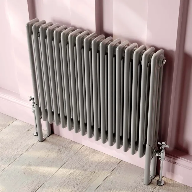 Athens Stone Grey Triple Column Horizontal Traditional Radiator 600x785mm