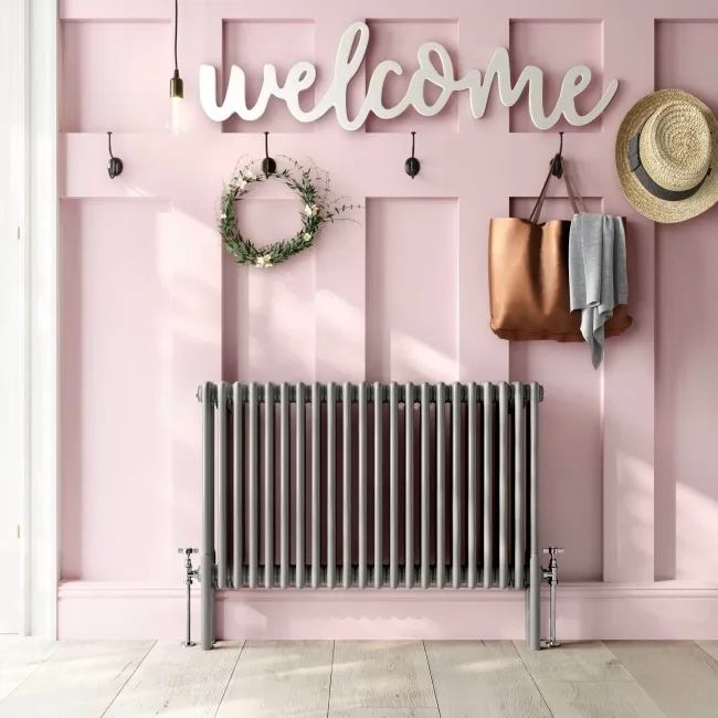 Athens Stone Grey Triple Column Horizontal Traditional Radiator 600x1010mm