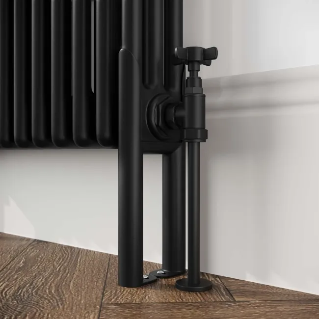 Athens Matt Black Triple Column Horizontal Traditional Radiator 600x785mm