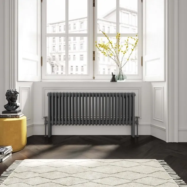 Athens Anthracite Triple Column Horizontal Traditional Radiator 450x1190mm