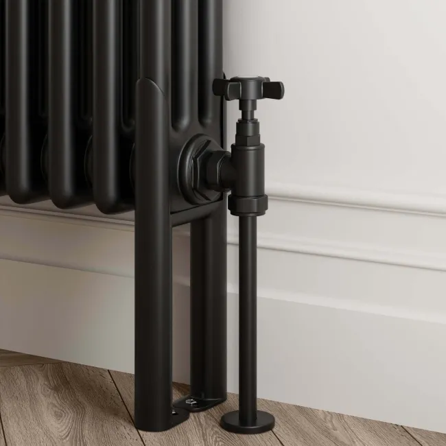 Athens Matt Black Triple Column Horizontal Traditional Radiator 300x785mm