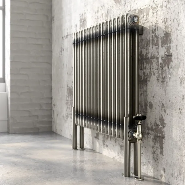 Athens Raw Metal Double Column Horizontal Traditional Radiator 600x785mm